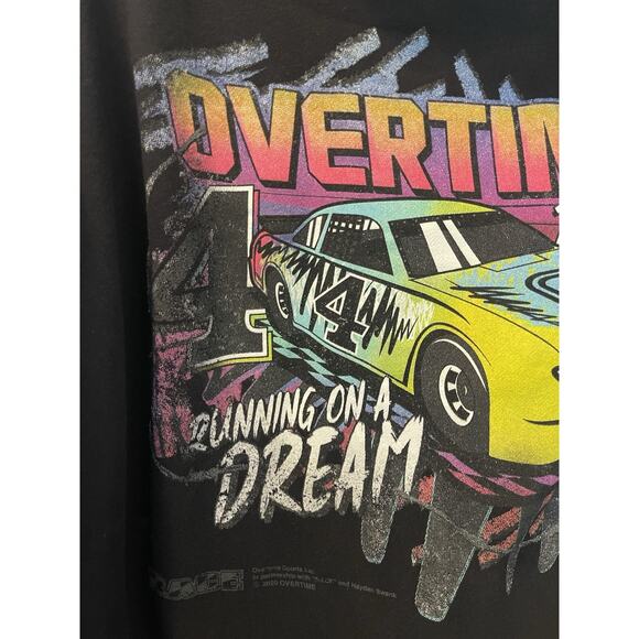 Overtime Hoodie Mens 2 XL Black Hooded Pullover Sweatshirt Racing Car Auto - Picture 3 of 9